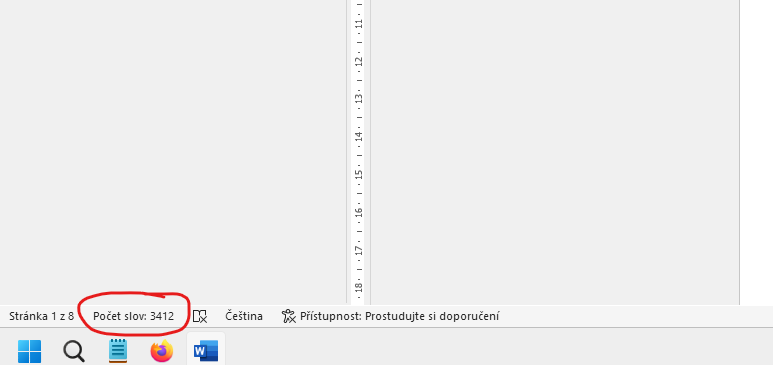 Počet slov Microsoft Word